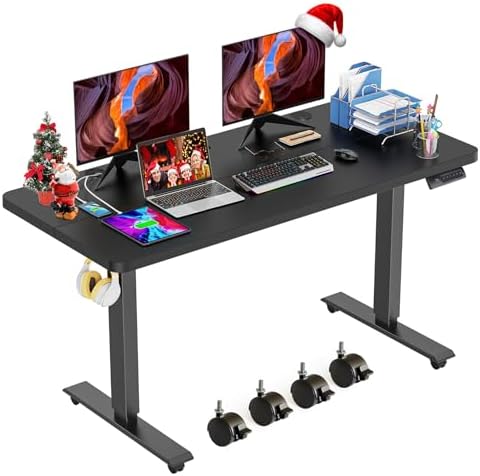 farexon 48x24 Inch Electric Standing Desk with Wheels,Black