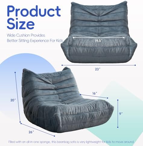 Hobestluk Small Bean Bag Chair Fireside Floor Chair BeanBag Couch Togo Sofa
