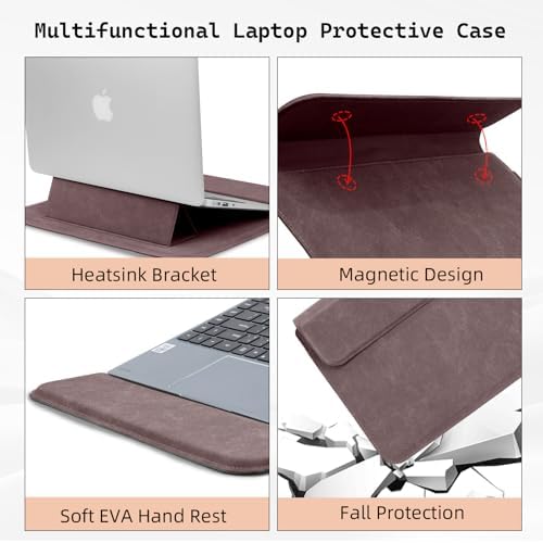 13.3-14 Inch Laptop Sleeve Case with Stand Feature,Matte PU Leather
