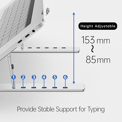 Portable Laptop Stand (Include Storage Bag), Adjustable Folding Aluminum Stand, Compatible with 10-15.6 Inch Laptops, iPad, Tablet. Silver