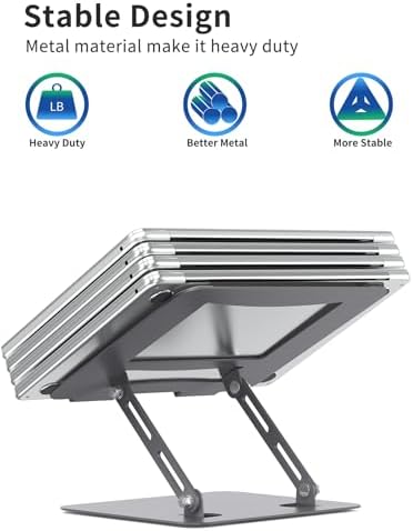 SOUNDANCE Laptop Stand, Heavy Metal Base, Adjustable, 10-15.6"，Grey