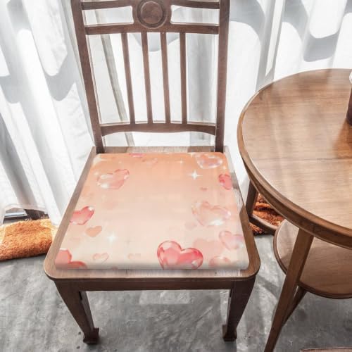 Decorative Seat Pad Chair Cushion Peach Sparkle Heart