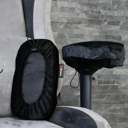 Arozzi Memory Foam Armrest Pads for Gaming Chair with Adjustable Band, Home Office Chair Arm Pads, Ergonomic Memory Foam Pad (Black, Set of 2)