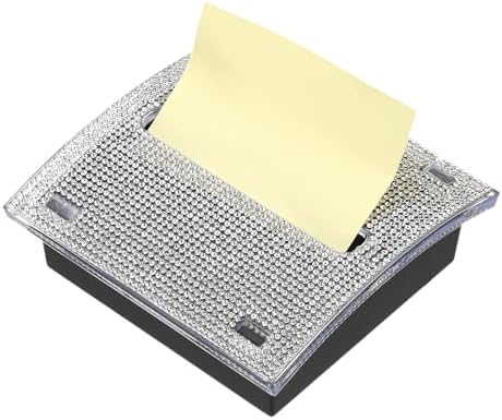 PATIKIL Stick Note Pad Holders, 4 x 4 Inches Rhinestone Sticky Note Dispenser Memo Pad Holder Office Desk Organizer Supplies for Office Home Desk Organization, Silver