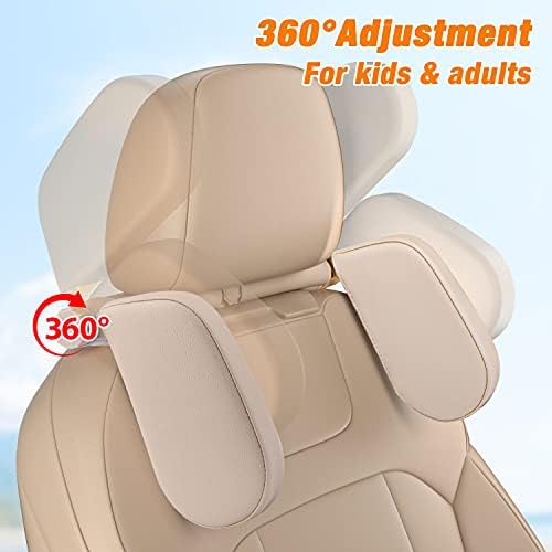 Car Headrest Pillow, Roadpal Adjustable Sleeping Headrest for Car Seat, Head Neck Support Rest Pillows for Kids Adults Travel, Only fit for Car Seat Headrest with Poles-Beige
