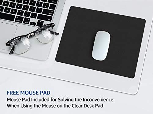 24 X 48 Inch Clear Desk Pad Protector Transparent Desk Mats Blotter on Top of Desks for Laptop Computer Keyboard PVC Vinyl Desktop Writing Mat Cover With Mouse Pad Non-slip Waterproof Wipeable Plastic