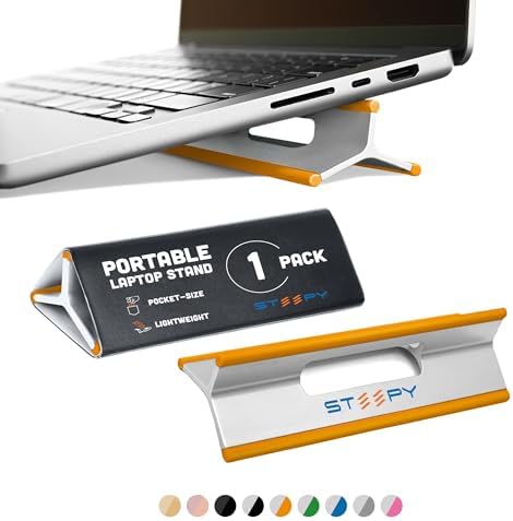 Steepy Portable Laptop Stand for Desk Adjustable Height, 13-17 Inch Devices
