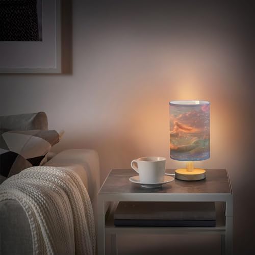 ALAZA Mermaid Seashell Cloud Decor Bedside Table Lamp with USB Port for Bedroom Nightstand Office Desk LED Bulb Included