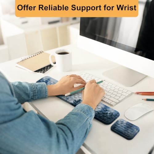 Keyboard Wrist Rest Mouse Wrist Support, Memory Foam Wrist Rest Pad for Computer Laptop, Ergonomic Wrist Cushion Support for Typing Pain Relief, Gaming Home Office, Forest