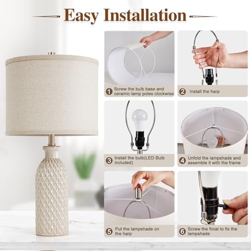 Luvkczc Modern Ceramic Table Lamp Set of 2, Adjustable Color Temperature