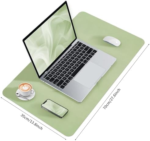 Bloss Green Desk Mat, Mouse Pad, Waterproof Leather Desk Pad, Desk Matt for Desktop, Non-Slip Desk Pad Mat for Office Work/Home (27.6 x 13.8 Inches)