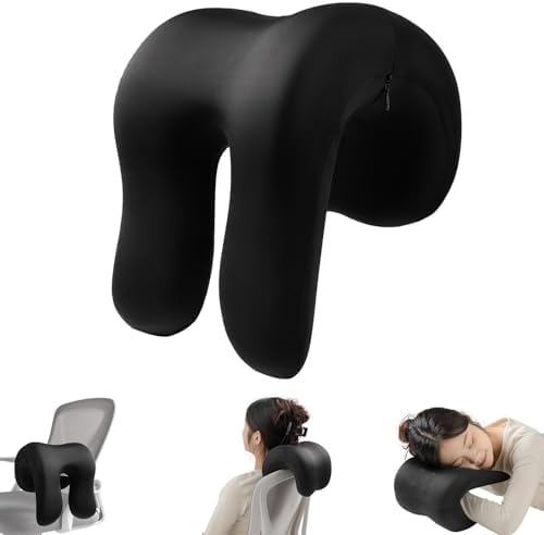 SheRest Office Chair Neck Pillow, Memory Foam Ergonomic Nap Pillow Office Chair Headrest Accessory, Neck Support Pillow Ideal for Office and Gaming, Black