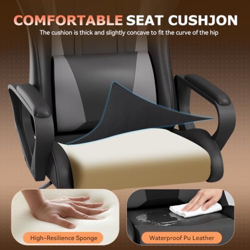 BestOffice Ergonomic Gaming Chair for Adults, Video Game Chair, Gray