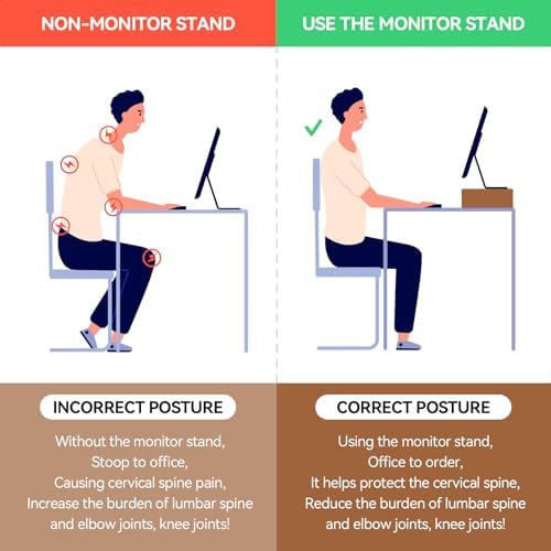 KIRIGEN Wood Monitor Stand Riser for Desk, 15.39 Inch, Brown 39-DBR
