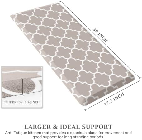 WISELIFE Kitchen Mats and Rugs Cushioned Anti-Fatigue, 17.3"x 39", Khaki
