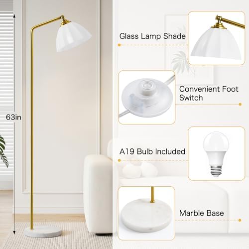 GyroVu Floor Lamps for Living Room, 63" Modern Tall Standing Lamp, 3CCT