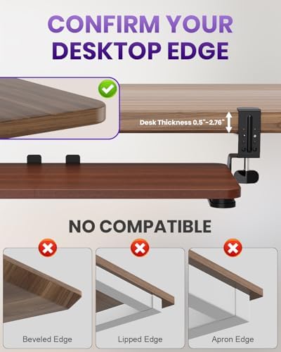 Ergonomic Mouse & Keyboard Tray Under Desk, 20x11.8In Board, Walnut