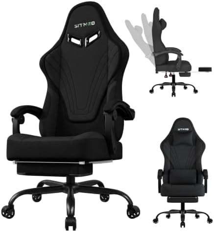 SITMOD Fabric Video Gaming Chair Footrest Lumbar Support High Back Recliner