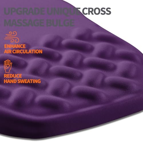 Ergonomic Slope Mouse Pad Wrist Support, Wrist Rest Mousepad for Carpal Tunnel Pain Relief with Massage Bulge and Slow Rebound Memory Foam (12x8 inch, Deep Purple)