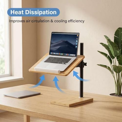 Laptop Stand for Desk, Adjustable Wood and Bamboo Base (Large)