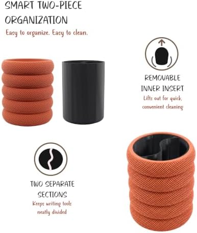 PowerTRC 3D Printed Grideo Pen Holder for Desk – Modern Pencil Cup Organizer, Office Supplies Holder, Classroom Teacher Desk Decor, Home Office Gift, Made in USA (Terracotta)