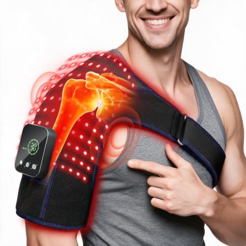 Cordless Red Light Therapy Shoulder Wrap with Vibration Massage, 100-LEDs