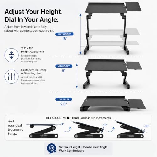 Uncaged Ergonomics WorkEZ Adjustable Keyboard Stand, Riser and Tray, Black