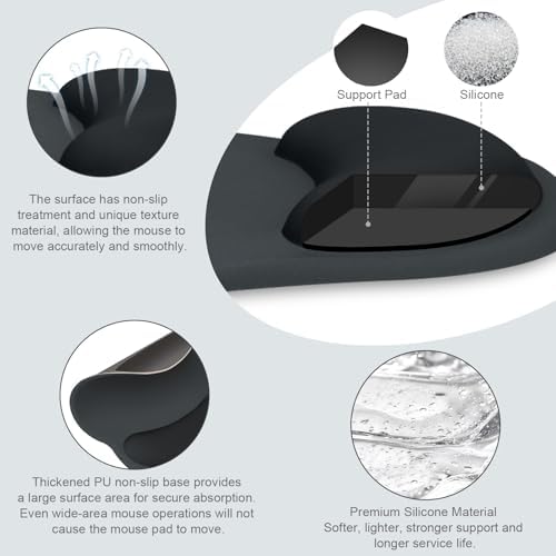 MOSISO Wrist Rest Support for Mouse Pad&Keyboard Set, Slate Gray