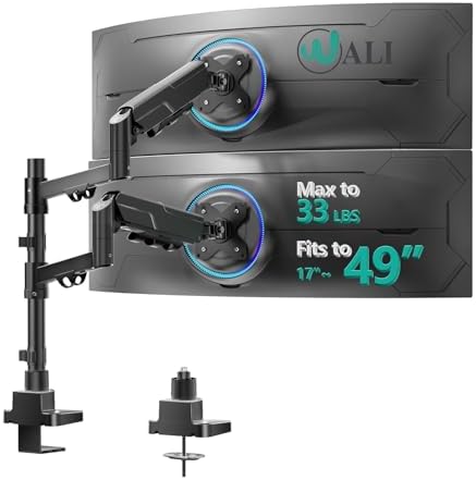 WALI Vertical Dual Monitor Mount for 17-49 inch Curved Screens, up to 33lbs