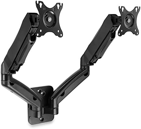 Mount-It! Dual Monitor Wall Mount - 2 Monitor Wall Mount Arms - Full Motion Height Adjustable Computer Monitor Wall Mounting Bracket with Two Articulating Arms for up to 27" Screens, 75 100 mm VESA