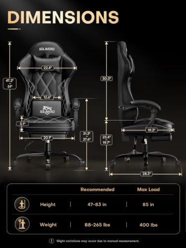 HLDIRECT Gaming Chair with Massager Lumbar Support, 400LBS Weight Capacity