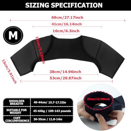 FERCAISH Double Shoulder Brace, Breathable Sports Protective Gear for Chronic Tendinitis Pain Relief, Shoulder Strap Brace for Sleeping Outdoor Lifting Sports(M)