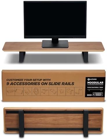 ULTRARM Moodular Wooden Monitor Stand Desk Organizer, Standard 33.4" Walnut