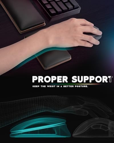 ASFSKY RGB Keyboard and Mouse Wrist Rest Set for 60%-75% Compact Keyboards