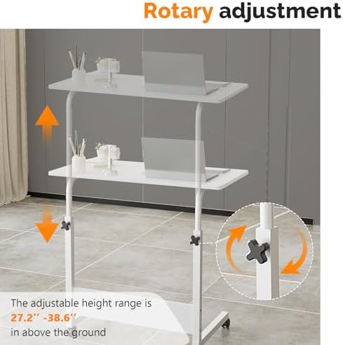 FCH Portable Computer Workstation, Standing Desk Adjustable Height, Small Computer Desk w/Rolling, Sit Stand Laptop Desk TV Tray for Bed Sofa Hospital Reading Eating, Rustic Brown, 23.6"