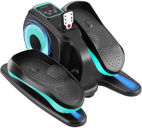 Rollingsurfer Under Desk Elliptical Machine, Electric Leg Exerciser for Seniors, Compact Seated Pedal Exerciser, Portable Elliptical Trainer with Remote and Non-Slip Pedals for Teens Adults