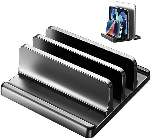 EAXBUX 4 in 1 Vertical Laptop Stand Holder,Adjustable ABS Plastic Desktop Notebook Dock,Vertical Laptop Stand Space-Saving for All MacBook/Surface/Samsung/HP/Dell/Chrome Book