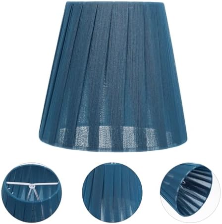 Luxshiny Nordic Contemporary Blue Fabric Lampshade for Wall and Table Lamps Chic Pleated Yarn Strip Design Bubble Clip Fabric Cover Soft Light Filter for Eye Comfort
