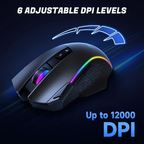 AOC GM401 Wireless RGB Gaming Mouse, 12000 DPI, Rapid-Fire Shotcut, 70Hrs