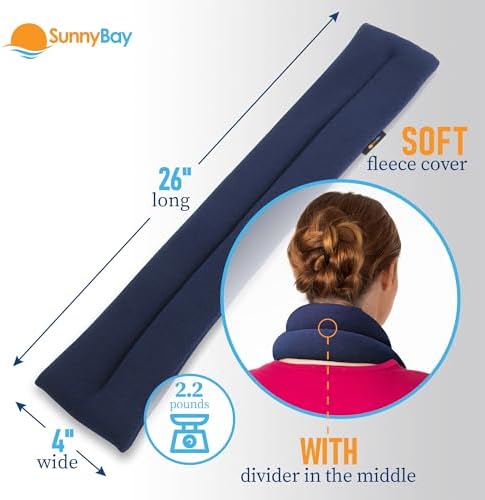 SunnyBay Microwavable Heating Pad, Neck and Shoulder Wrap, 26x4 inch, Navy
