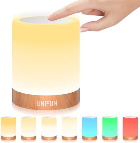 UNIFUN Bedside Touch Lamp Rechargeable Dimmable RGB LED Table Night Light