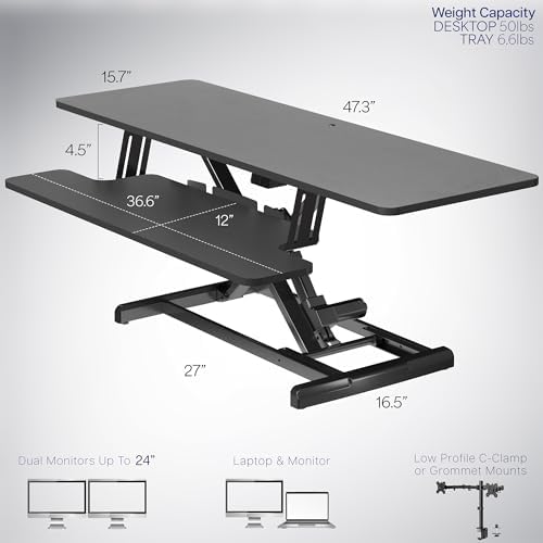 VIVO Black 47 inch Electric Desk Converter, DESK-VE48B