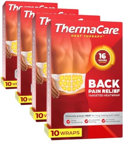 ThermaCare Advanced Back & Hip HeatWraps, Long-Lasting, Disposable Heat Therapy for Lower Back Pain, Muscle Soreness, & Herniated Discs, Drug-Free (L-XL, Pack of 40)