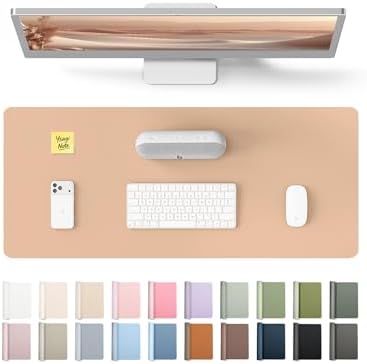 YSAGi Leather Desk Protector, Office Mat, Large Mouse Pad, Non-Slip PU Leather Blotter, Laptop Desk, Waterproof Writing Pad for Office and Home (Latte, 23.6" x 13.8")