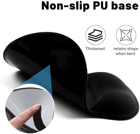 Ergonomic Mouse Pad with Wrist Rest - Gel Wrist Support Mousepad with Non-Slip PU Base for Computer, Laptop, Office & Home
