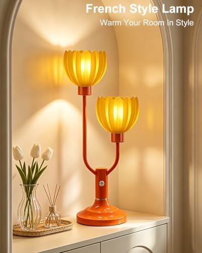 Lightdot Mid Century Modern Table Lamp Vintage Orange Lamp Gift Dimmable