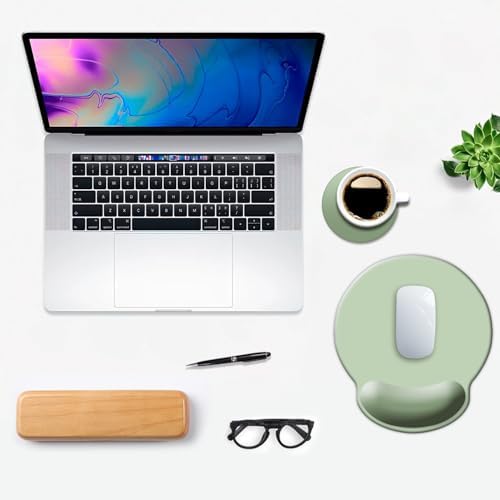 DOOKE ErgoComfort Wrist Rest Mouse Pad-Ergonomic Office Mousepad with Wrist Support-Non-Slip, Design Desk Accessories Mat for Home&Game Decor Antique Green