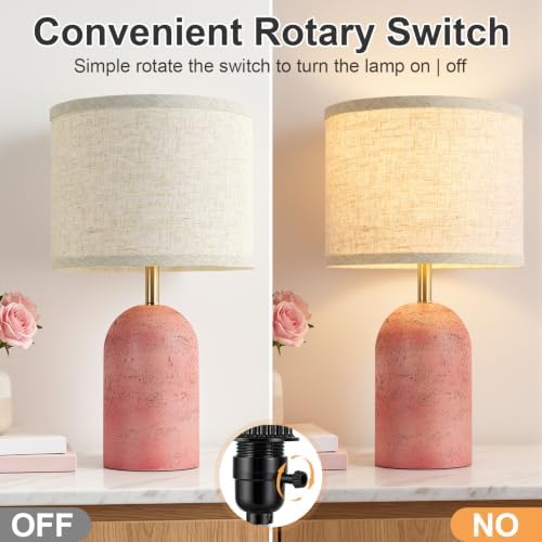 GyroVu Table Lamps Set of 2, Resin Bedside Lamps for Living Room Bedroom