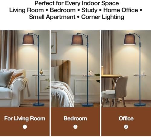 AIDENOEY Blue Floor Lamp with Table, Dimmable Standing Lamp, Living Room