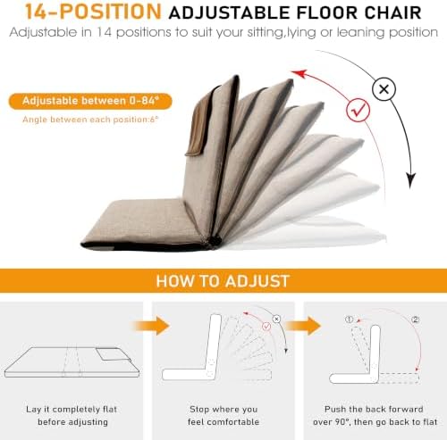 FASTMOMENT Floor Chair with Back Support Foldable Meditation Seat, Brown